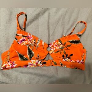 Xhilaration Floral Orange Bikini Top and Bottom size Small
